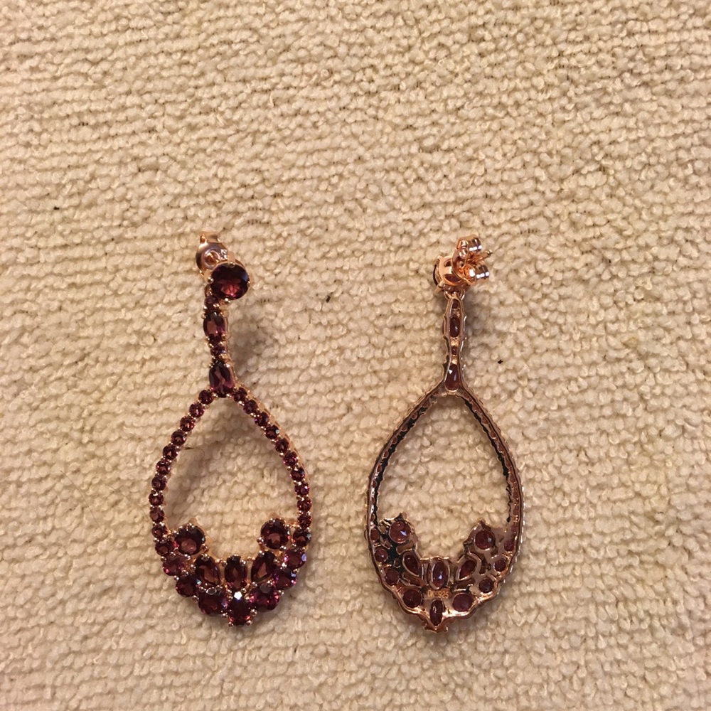 Garnet gold over sterling silver earrings
